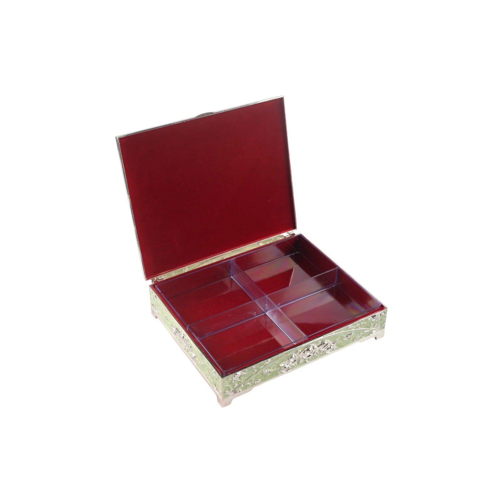 Silver Dry Fruit Box with Peacock Design - Image 3