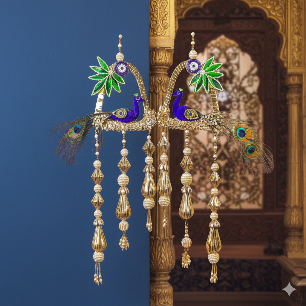 Pair Of Golden Peacock Hanging - Image 2