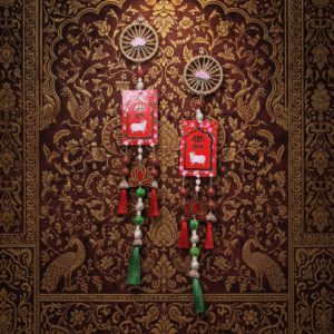 Red Home Decor Lotus शुभ लाभ Latkan