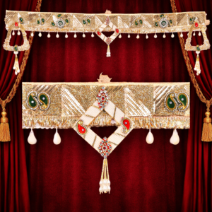 Luxury Golden Bandhanwar Toran with Pearl Drops – Elegant Entrance Decor