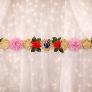 Premium Red & Pink Floral Toran with Krishna Motif – Festive Decor