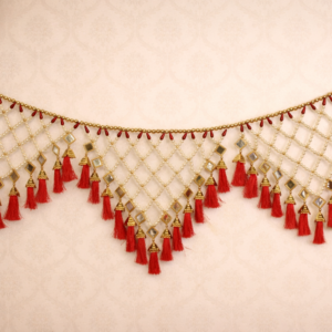 Luxury Designer Toran – Pearl Net & Red Tassel Door Decor